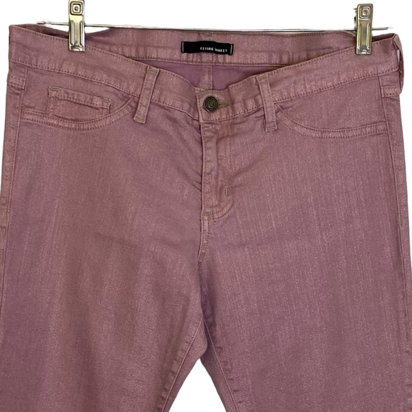 Flying Monkey Anthropologie Women's Sz 31 X28 Pink Glitter Skinny Pants - Picture 2 of 15